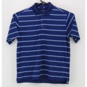Golden Bear‎ Performance Mens Blue Striped Short Sleeve Golf Polo Shirt Size M